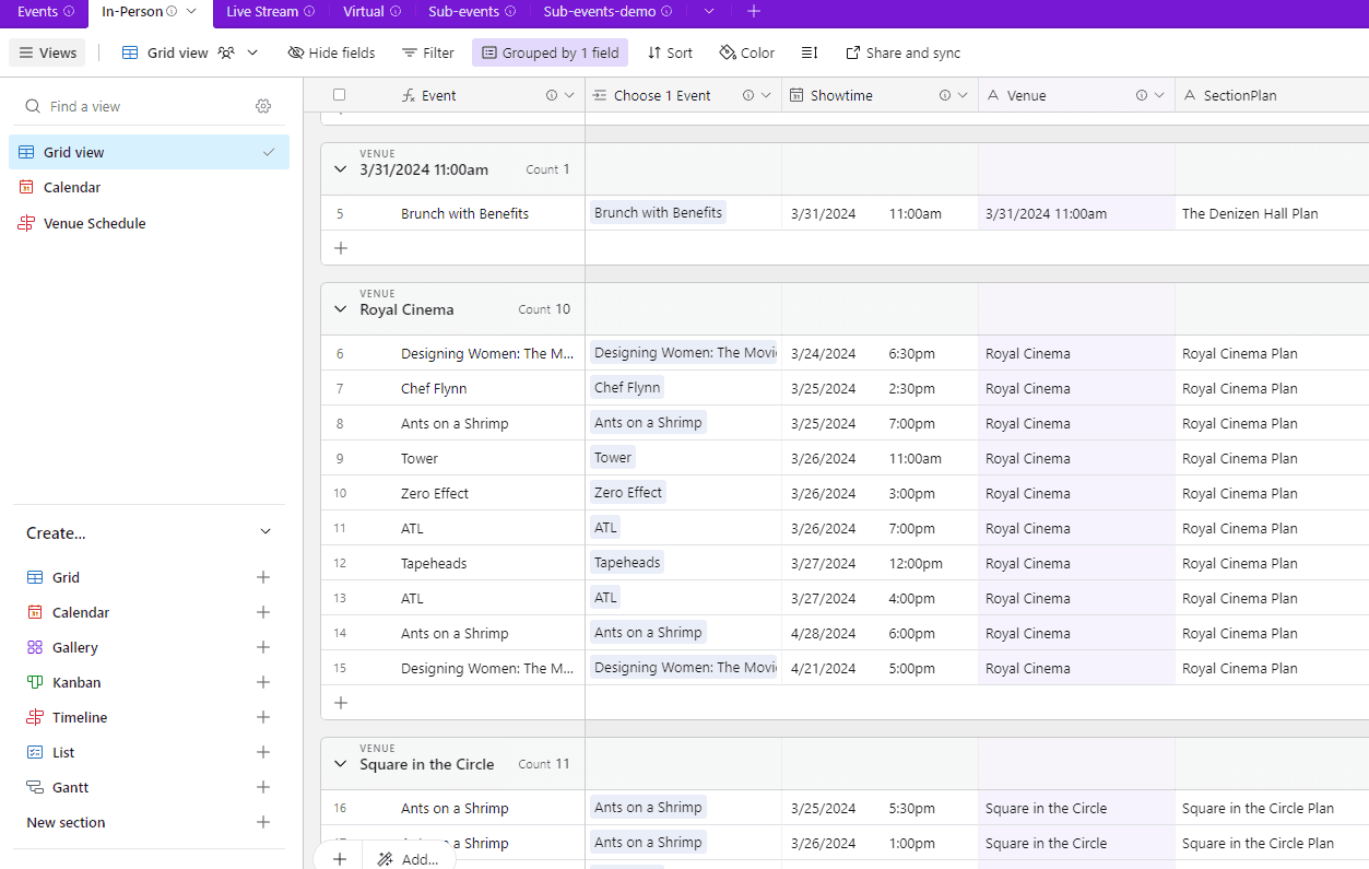 festival schedule import from Airtable